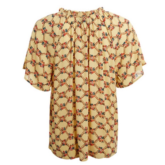 Floral fall blouse short sleeve size large - Picture 2 of 5